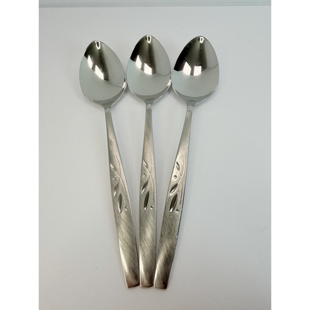 Set of 3 SERVING SPOONS Oneida Heirloom Stainless WILL O' WISP Pattern Flatware